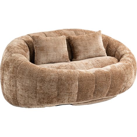 CHICFURN sofá puf 145x95x63 cm de chenilla color café, sin montaje, para adultos y niños (1/5)