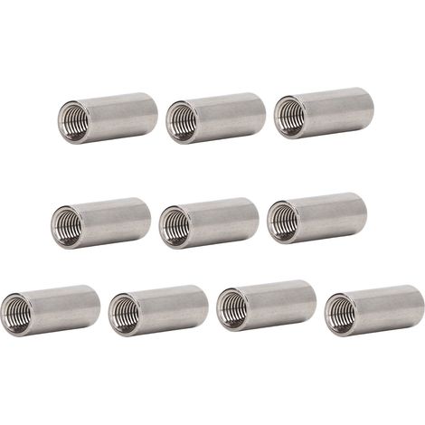 Lot de 10 écrous de raccordement ronds en acier inoxydable 304, filetage femelle, pour connexion cylindrique. (1/5)