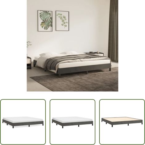 Sommeil - Cadre de lit sans matelas gris foncé 180x200 cm velours (1/5)