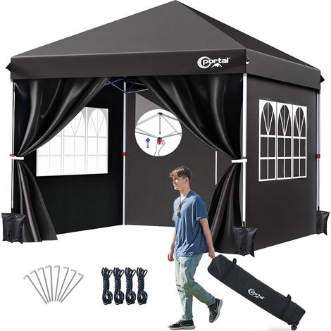 Tonnelle de Jardin Extérieur 3x3 avec Rideaux Barnum Pliante Imperméable 1000mm Pop-up Camping Canopée Ignifugé anti UV avec Poids Toile (1/5)
