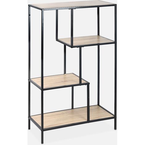 Estantería industrial de metal efecto madera, 4 niveles (1/5)