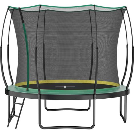 Trampolino da giardino di sicurezza senza molle 305 cm con rete protettiva verde (1/5)