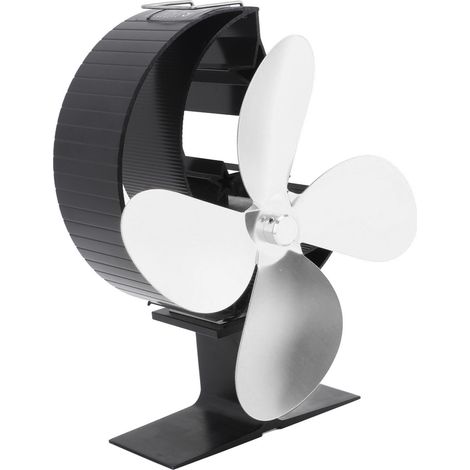 Ventilateur pour poêle à bois, 4 pales, ventilation rapide et chaude, motif lune et étoiles, idéal pour le camping et les activités de plein air (argenté). (1/5)