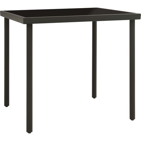 vidaXL Outdoor Dining Table Anthracite 80x80x72 cm Glass and Steel