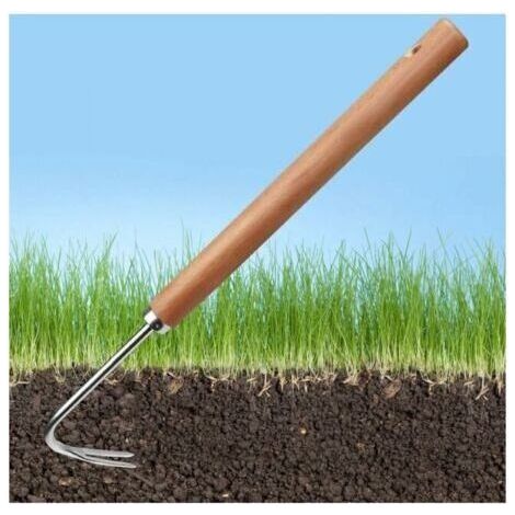 Weed Puller with V Hook Stainless Steel Weeding Tool Manual Weeding Tool with Handle Gardening Hand Weeder 41cm for Yard Lawn Land (1/5)