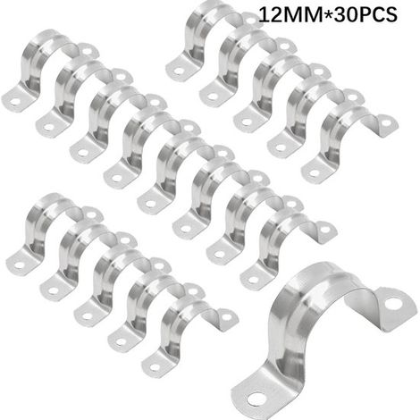 Lot de 30 colliers de serrage en U M10, largeur 12 mm, en acier inoxydable, pour fixation et maintien de tuyaux, tubes et câbles (1/5)
