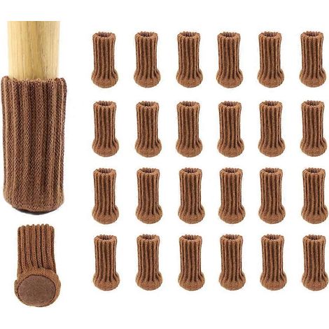 Lot de 24 chaussettes de protection pour pieds de chaise avec patins en feutre, chaussons de meubles tricotés très élastiques, double épaisseur, antidérapants, protègent les sols en bois des rayures e (1/3)