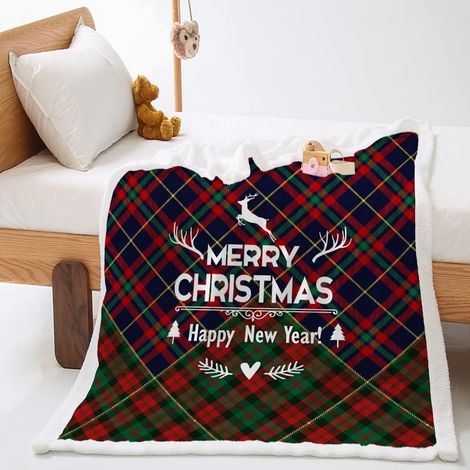 Noël Couverture Plaid Polaire à imprimé Tartan Classique en Microfibre Chaud d'hiver Couverture Réversible Moelleuse Couvre-Lit (90x120cm) (1/5)