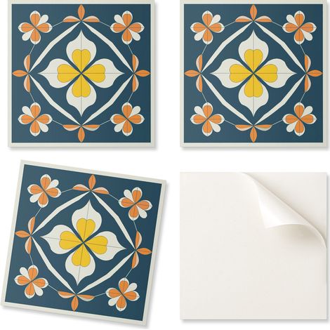 Juego de baldosas de vinilo autoadhesivas con estampado floral sim茅trico de 20x20x20 cm.