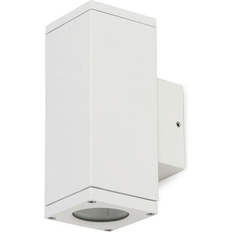 Aplique de pared CUB cuadrado doble emisión GU10 2x4,50 W IP54 Blanco (1/3)