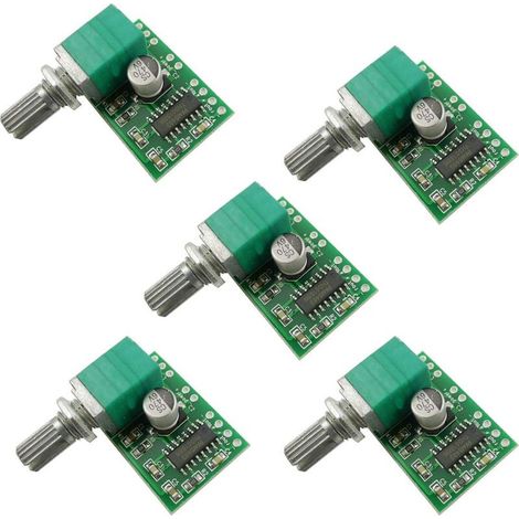 5 pièces PAM8403 Mini Carte amplificateur audio DC 5V 3W+3W Numérique Amplificateur audio Module amplificateur de puissance avec potentiomètre Alimentation USB (1/5)