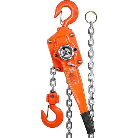 VEVOR Polipasto Manual de Cadena de Palanca Elevación de 2,8 m Polipasto de Trinquete de Acero Capacidad de 3 T Polipasto de Palanca Gancho de Rotación de 360° con Freno de Doble Trinquete para Garaje