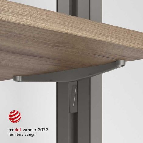 Emuca 7021349 Lot de consoles pour 5 étagères en bois pour la structure Zero, planches non incluses, Zamak, Peint gris pierre