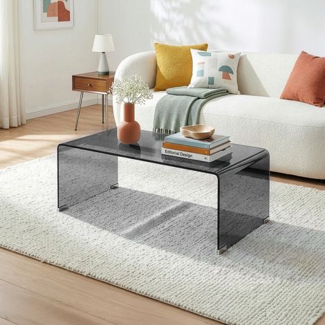 Couchtisch Väsas 90x45x35 cm gehärtetes Glas Grau [en.casa] (1/5)