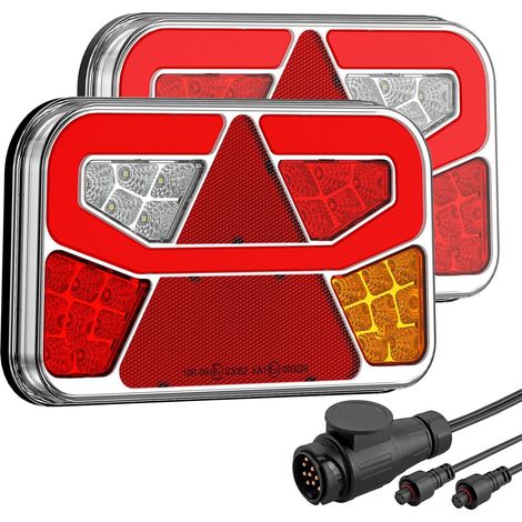 Feux Arrière de Remorques LED 13 broches 12/30V Kit de Feu Arrière pour Remorque 2PCS Feu de Remorque Feux Arrière avec 6 Fonctions et 5M Câbles (1/5)