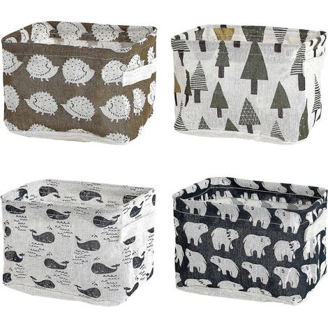 Panier de rangement en tissu avec poignée, pliable et imperméable, idéal pour le rangement sur bureau et l'organisation de la maison. (1/5)
