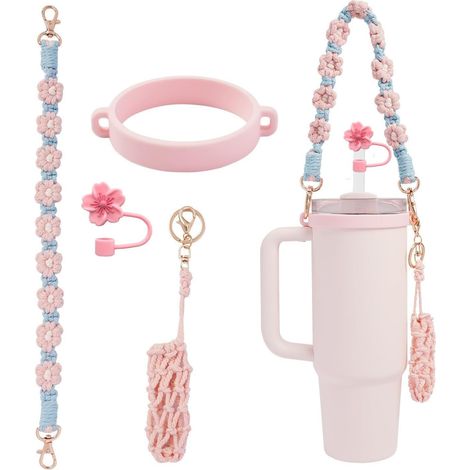 Set di accessori per tazze (portabottiglia, cannuccia in silicone, porta rossetto): adatto alla maggior parte delle bottiglie d'acqua da 473 a 1187 ml, comprese le tazze Stanley.