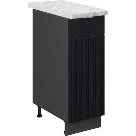 Armadio cucina dispensa alto Fame-Line, Nero rigato, 30 cm , PL Marmo, Vicco