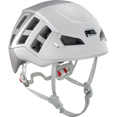 PETZL METEOR A071AC02 CASQUE D'ESCALADE LÉGER EN POLYCARBONATE EPS BLANC GRIS VENTILÉ AVEC SUPPORT DE LAMPE FRONTALE, HAUTE PROT