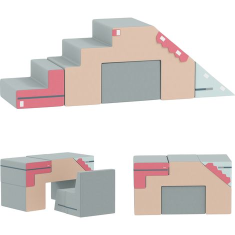 2-teiliges weiches Spielblöcke-Set für Kleinkinder, Kunstleder, Schaumstoff, zum Klettern, Bauen, Spielen, Bunt