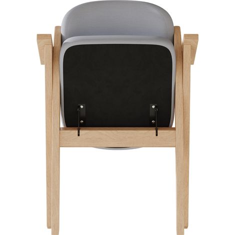 Lot de 4 chaises pliantes en bois massif avec coussin en lin gris pour salle à manger (1/5)