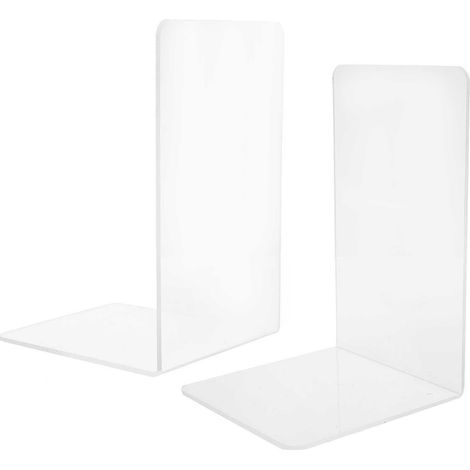 Lot de 2 serre-livres en acrylique transparent pour classeurs, étagères, rangement de bureau pour étudiants, à domicile ou au bureau. (1/5)