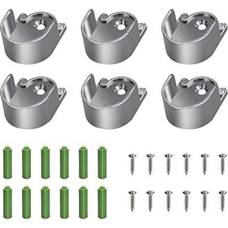 QINERSAW 6 PCS Support de Tige à Bride en Alliage de Zinc 38 29mm Support Tringle Rideaux en Forme de U Bride de Support Support Tringle Rideaux en Forme de U Support Bride avec 12 Vis 12 Colle (1/5)