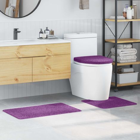 Ensemble de 3 tapis de bain antidérapants en PP violet, avec tapis WC - PANGIVO (1/5)