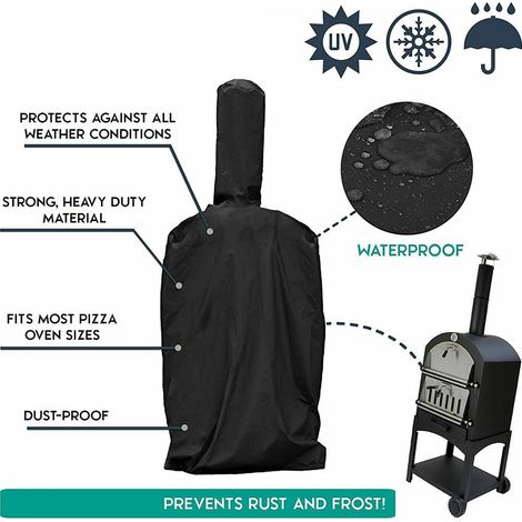 2 housses Oxford noires 170×65×55 cm – Pour four à pizza et barbecue – Résiste à la pluie, à la poussière et aux UV (1/5)