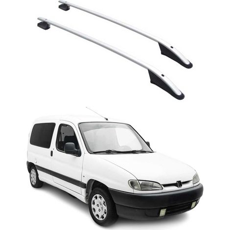 Barres de Toit longitudinales pour Peugeot Partner 1996-2008 Aluminium Gris (1/5)