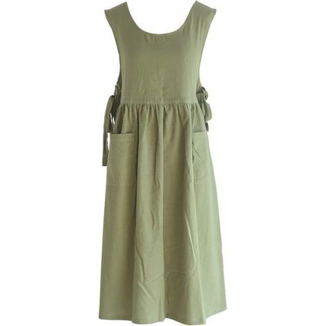 Vintage-style women's apron with cross-back straps and two pockets. (1/5)