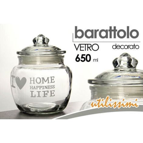 Kaela - Barattolo Ermetico In Vetro Contenitore Cucina Coperchio 650ml Decorato 652639 - (1/2)