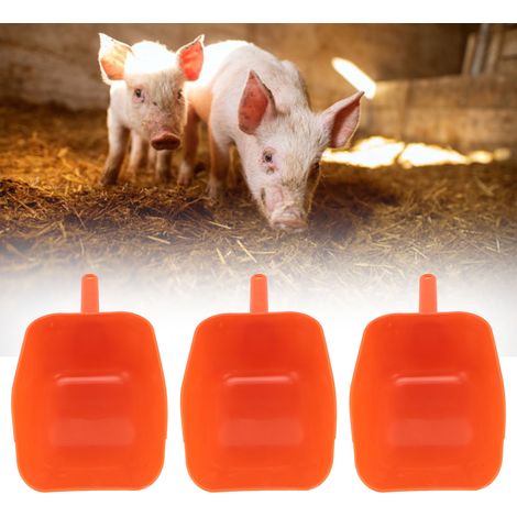 Juego de 3 palas para alimentar animales, palas de plástico portátiles y resistentes para granja que miden 23 x 15,5 x 9 cm. (1/5)