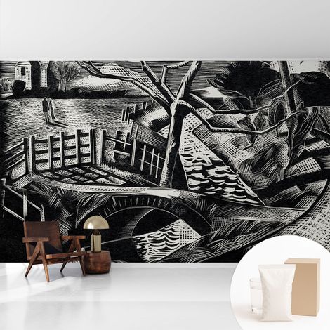 Papier peint intissé mural classique avec imprimé motifs décoratifs design élégant non‑tissé Paysage architectural 416x254 cm (1/5)
