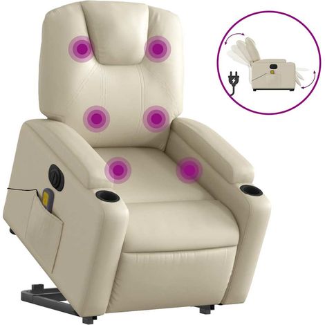 Maison Exclusive - Poltrona Alzapersona Elettrica Reclinabile Crema in Similpelle