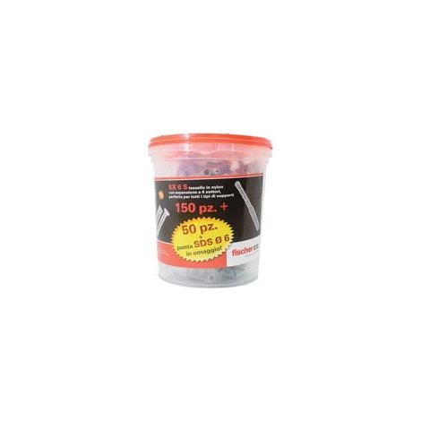TASSELLO IN NYLON CON VITE PROMOPACK SX 6 S- - ø mm.6x30 vite mm.4,5x40 conf.pz.150+50 omaggio - 1 confezione FISCHER