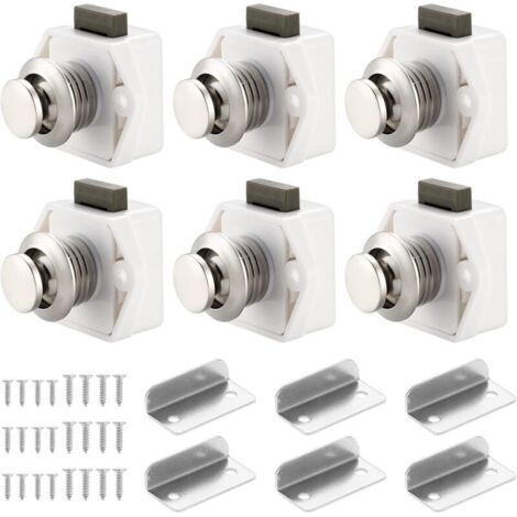 6 PCS Bouton Poussoir Loquet, Serrure Tiroir et Verrou Porte Placard, Loquet de Verrouillage de Porte Sans clé pour Camping-car, Yachts, Bateau, Caravane (1/5)