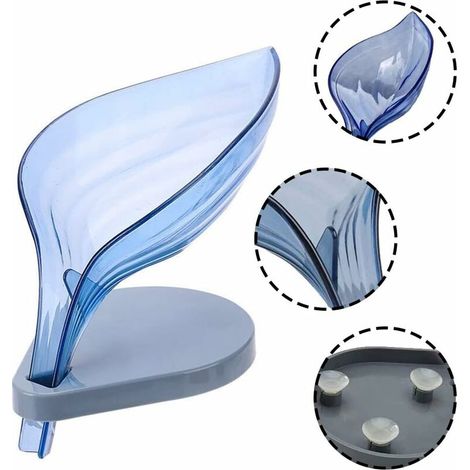 1 Pièces Porte-Savon, Boîte Savonvidange, Porte-Savon Feuille, Porte-Savon Creux Forme Feuille, ABS Auto-Drainant Antidérapant Porte-Savon avec Ventouse pour Cuisine, Salle Bain (1/2)