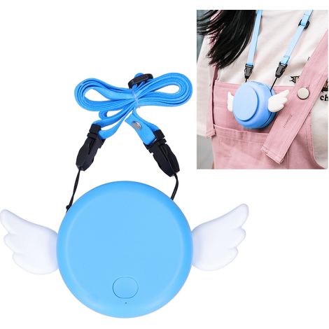 Ventilateur électrique portable à charge USB réglable, sans pales, à suspendre autour du cou, pour la maison et l'extérieur (bleu) (1/5)