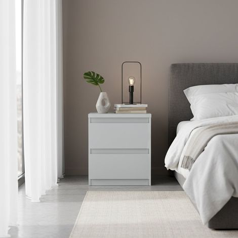 Comodino 2 cassetti colore grigio ghiaccio 41.8x32.2x49.3H Morgan