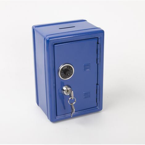 Un Coffre-Fort Métal Stylé avec Double Clés et Serrure à Code, Idéal pour ranger petits documents, passeports, espèces, bijoux et or Bleu (1/5)