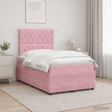 vidaXL Lit boxspring avec matelas Rose 120 x 190 cm Velours (1/5)