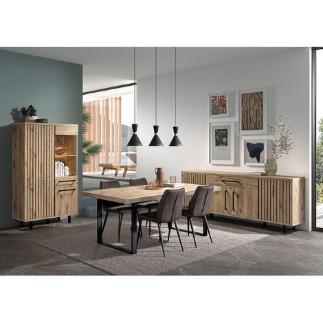 ROMY - ROMY - Séjour Complet avec Table 230cm Aspect Bois Finition Canyon Oak (1/5)