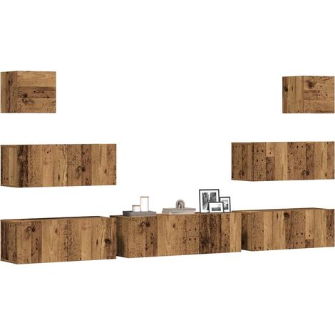 7 Piece TV Cabinet Set Wall-mounted Old Wood Engineered Wood vidaXL (1/5)