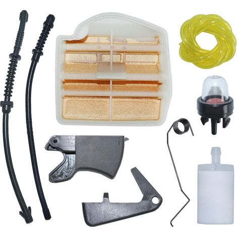 Kit de filtre à air et carburant, gachette d'accélérateur, ressort et verrouillage pour Husqvarna 445 450 445E 450E Tronçonneuse Remplace 544080803. (1/5)