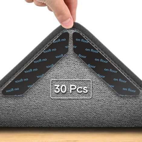 30 pièces autocollants antidérapants pour tapis, clips antidérapants pour tapis, réutilisables, adaptés aux sols, fixation double face (1/5)