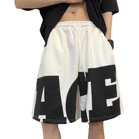 Short Large Pour Homme En Polyester Coupe Droite Avec Poche Et Cordon De Serrage Pour Sport Et Loisirs Taille L (1/5)