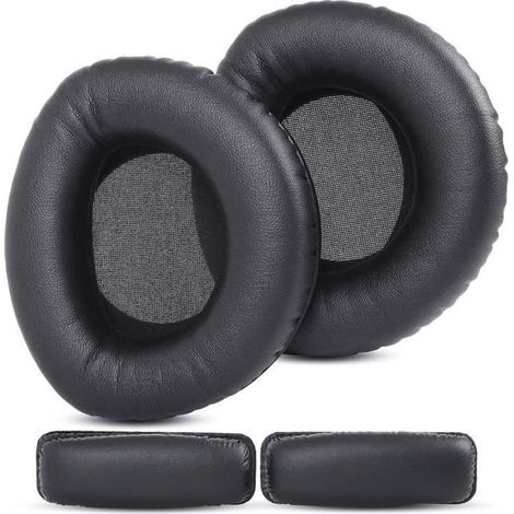 2 pièces, coussinets oreilles cuir protéiné, casque Sennheiser RS160 RS170 RS180, rembourrage coton élastique, confort auditif prolongé (1/4)