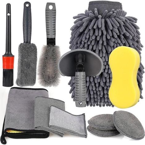 Kit de Nettoyage de Voiture, Paquet de 12, Ensemble de Chiffons de Nettoyage en Microfibre pour Voiture (1/4)