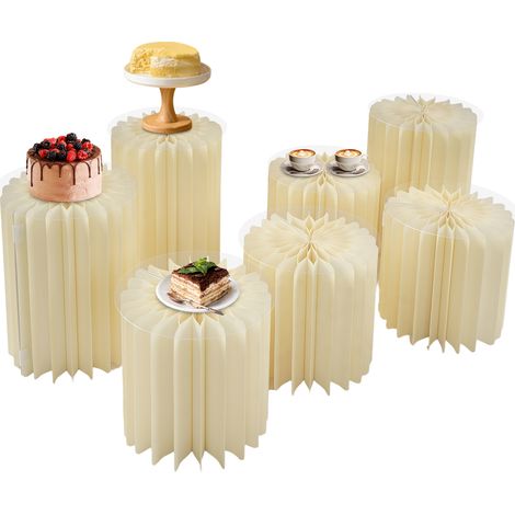 7-teiliger faltbarer Papier-Kuchenständer, zylindrischer Blumenständer, faltbarer Blumenständer, dekorative Säule für Hochzeiten (1/5)